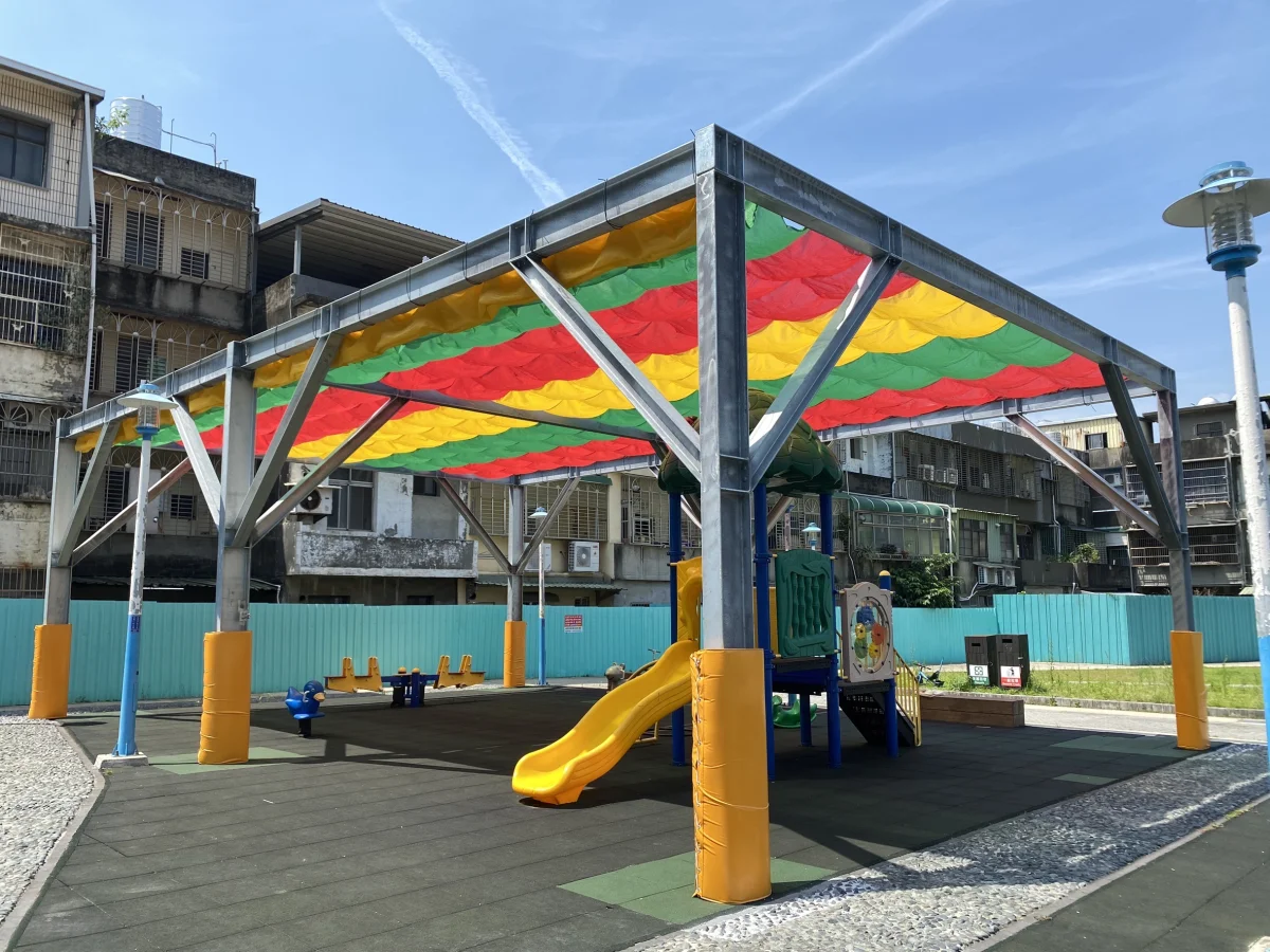 ​【桃園龜山】公園遮光簾工程：H型鋼熱浸鍍鋅骨架，耐候防鏽首選｜中亞鐵工廠團隊