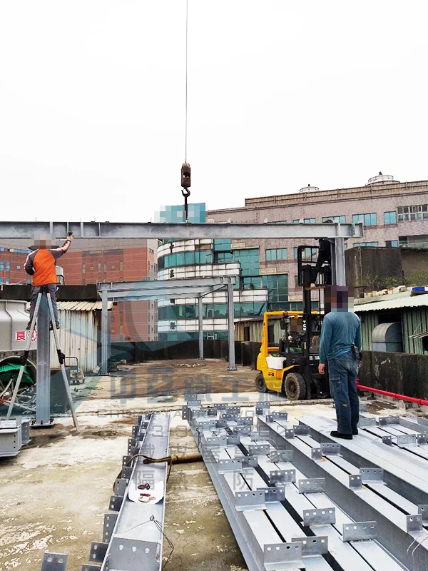 桃園中亞鐵工廠-廠房太陽能工程熱浸鍍鋅H型鋼材料進場